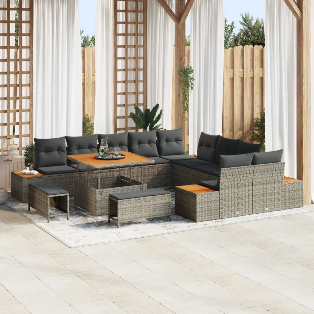 Set Divano da Giardino con cuscino 13 pcs Grigio 3363358