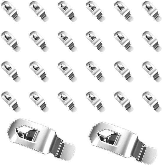 24 pezzi di clip per cornice fotografia, manubri per cornice fotografia senza foratura, accessori per appendere, per fissare foto e foto a tela (35 x 13 mm argento)