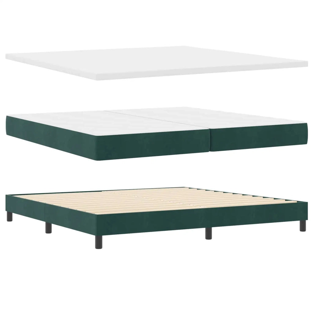 Letto a Sorgente LED con led Verde Scuro 200 x 200 cm Velluto