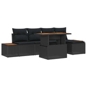 Set da Pranzo per Giardino con cuscino 6 pcs Nero e Marrone