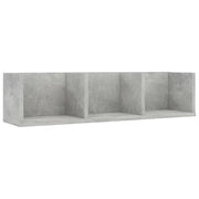 Scaffale Porta CD Parete | Mensola sospesa Grigio Cemento 75x18x18 cm Multistrato