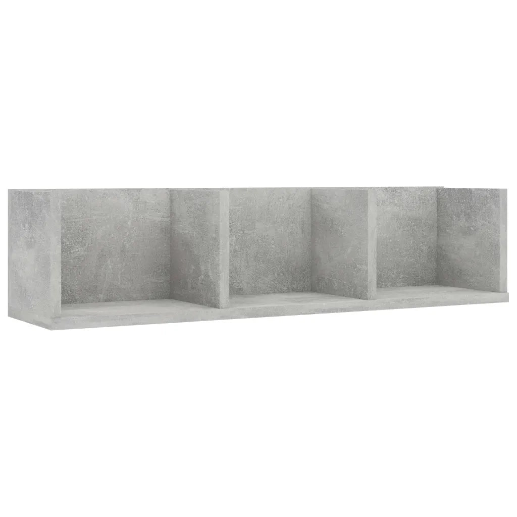 Scaffale Porta CD Parete | Mensola sospesa Grigio Cemento 75x18x18 cm Multistrato