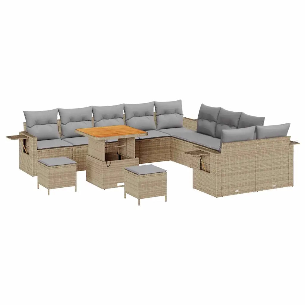 Set Divano da Giardino con cuscino 13 pcs Beige polyrattan 3363752
