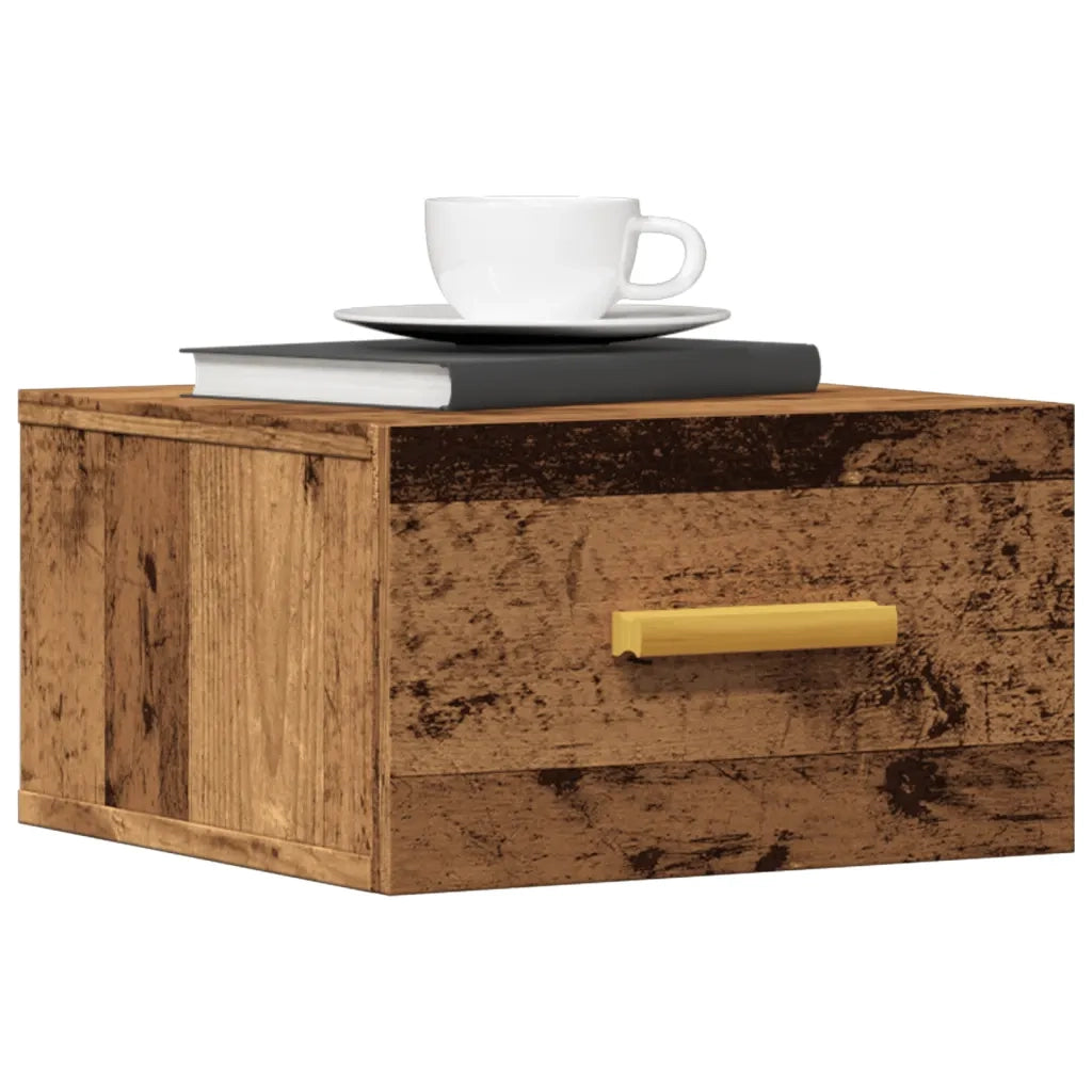 Set di 2 Comodini | Armadio da Notte | Mobiletto da notte a Muro Legno Antico 35x35x20 cm