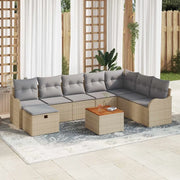 Set Divano da Giardino con cuscino 9 pcs Beige Poly Rattan 3360829