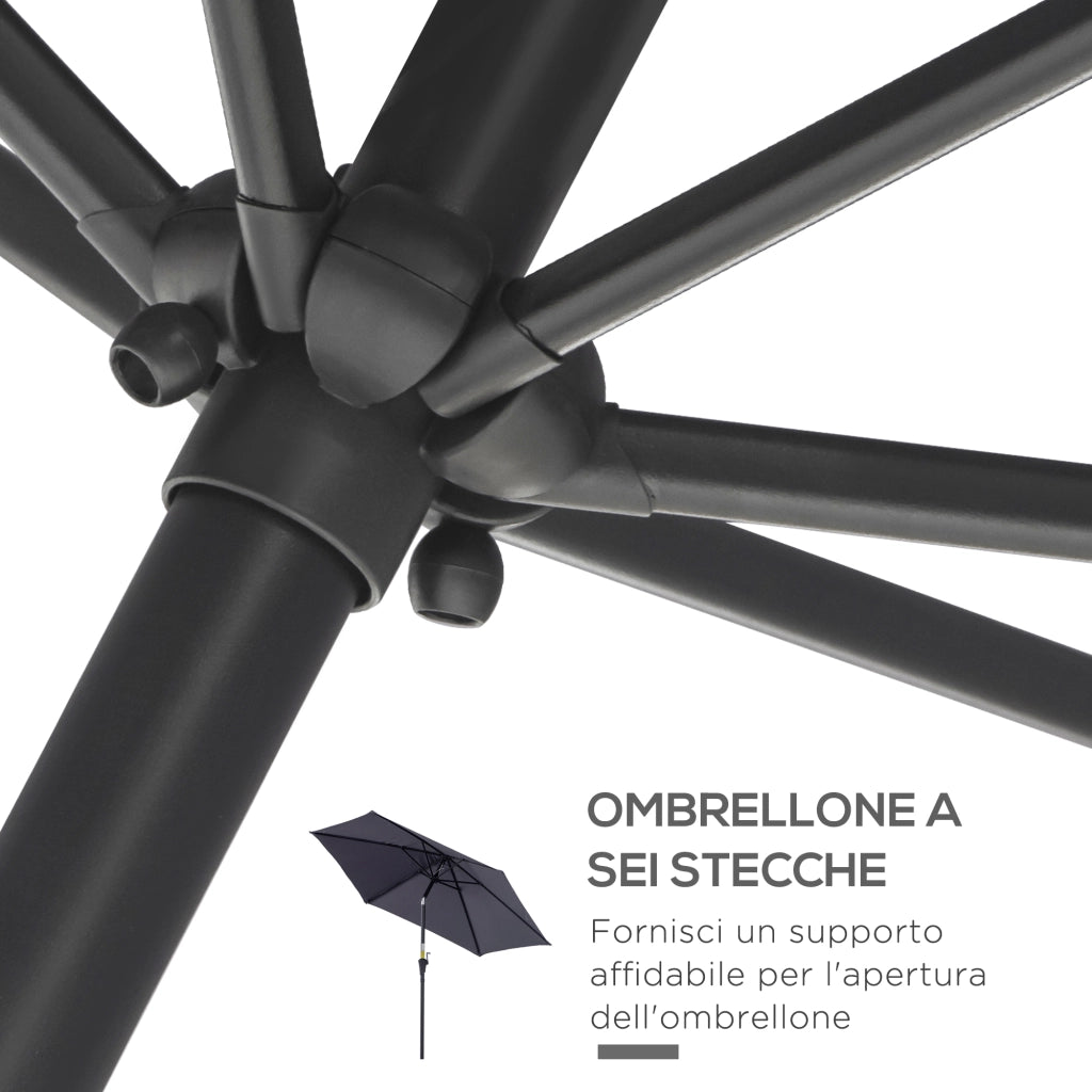 Ombrellone da Giardino Inclinabile ¨C Xylo ¨C Alluminio Grigio e Nero 2.6x2.4m