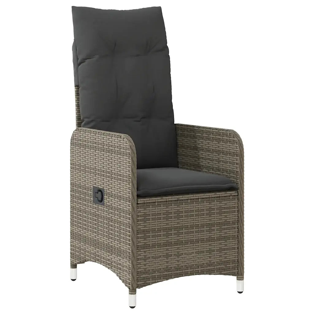 Set Bistrò da Giardino 11 pz con Cuscini in Polyrattan Grigio