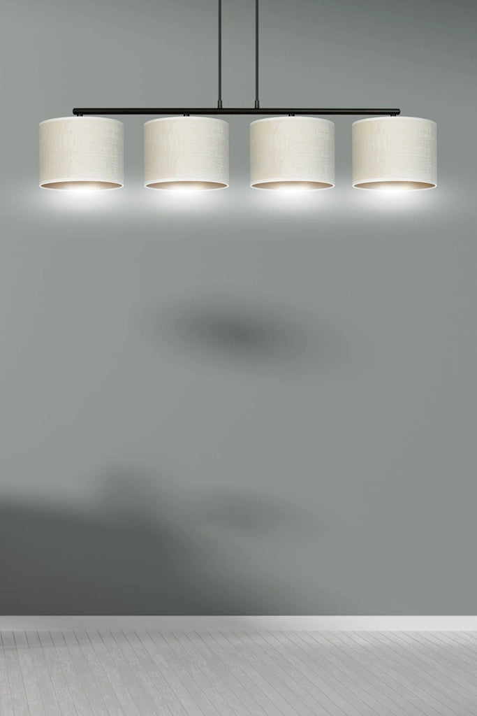 Lampadario Emibig Hilde 4 luci E27 nero crema oro