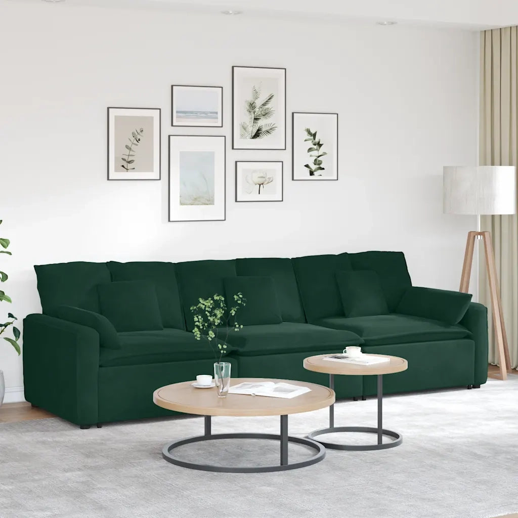 Divano Modulare con Cuscini Verde Scuro 3321101