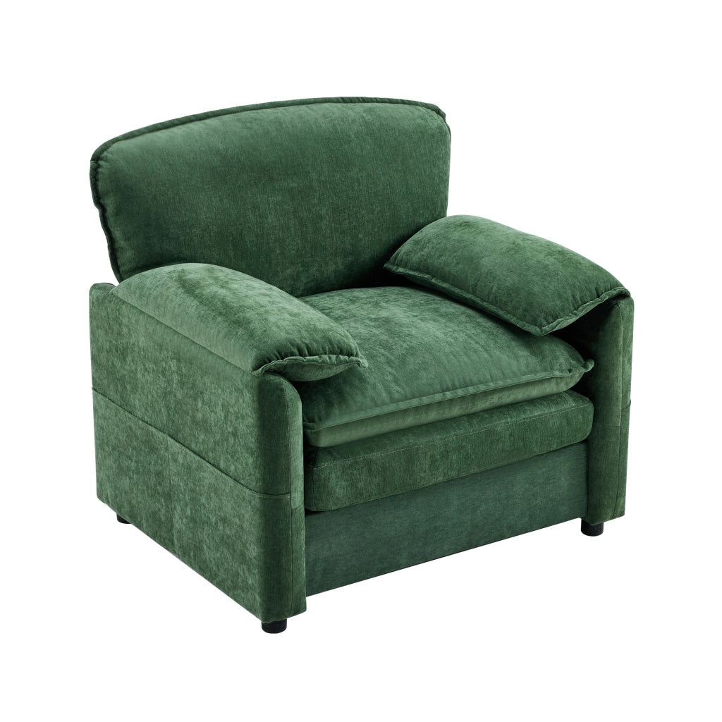 Divano singolo verde retr¨° - Zephmum - Forma semplice con doppia tasca laterale