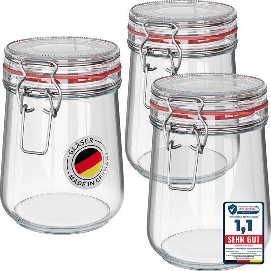 Pentola di fermentazione 800 ml - vaso di conservazione - contenitore per la preparazione - contenitore di riserva - pentola di vetro con coperchio - ermetico e solido