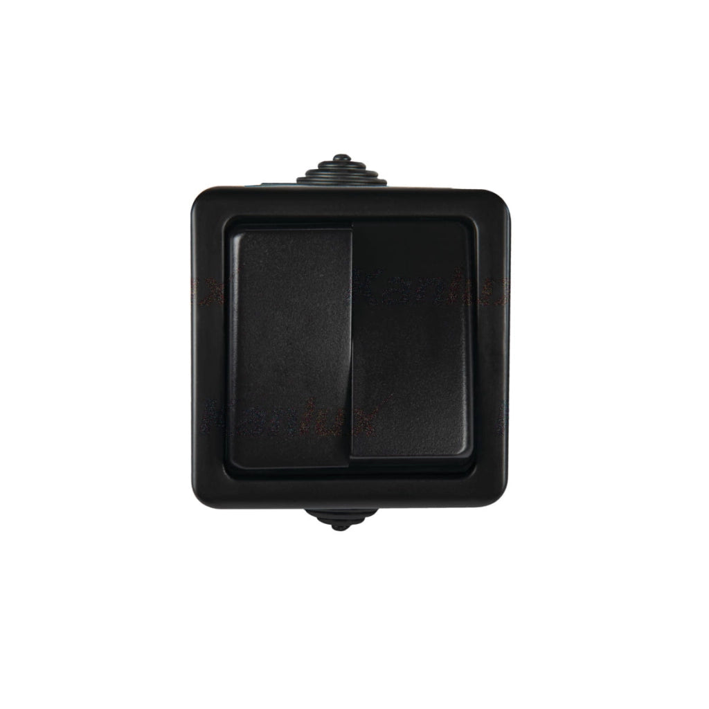 Interruttore doppio da parete nero IP54 TEKNO Kanlux 27352