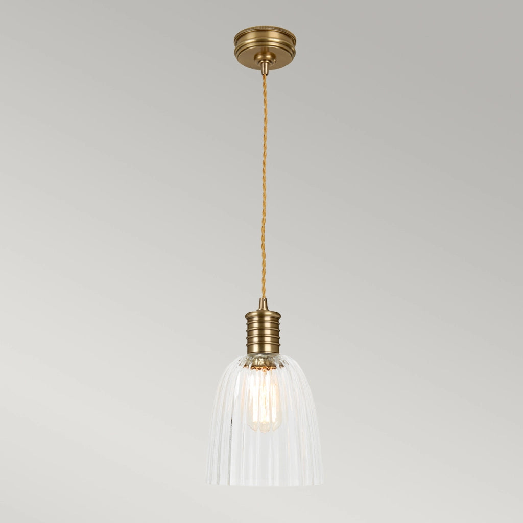 Lampada a sospensione retro ottone anticato E27 Elstead
