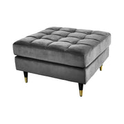 Pouf KOLIRI grigio – design quadrato in velluto