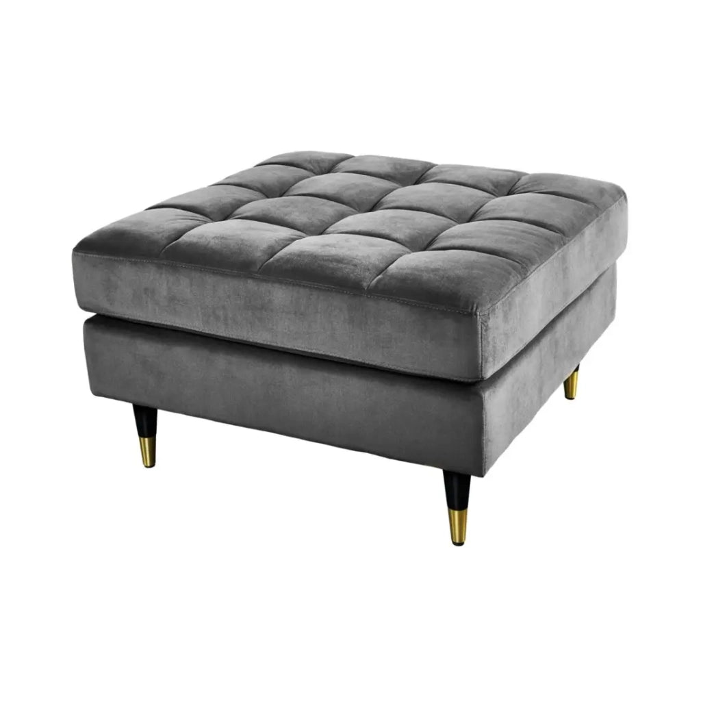 Pouf KOLIRI grigio – design quadrato in velluto
