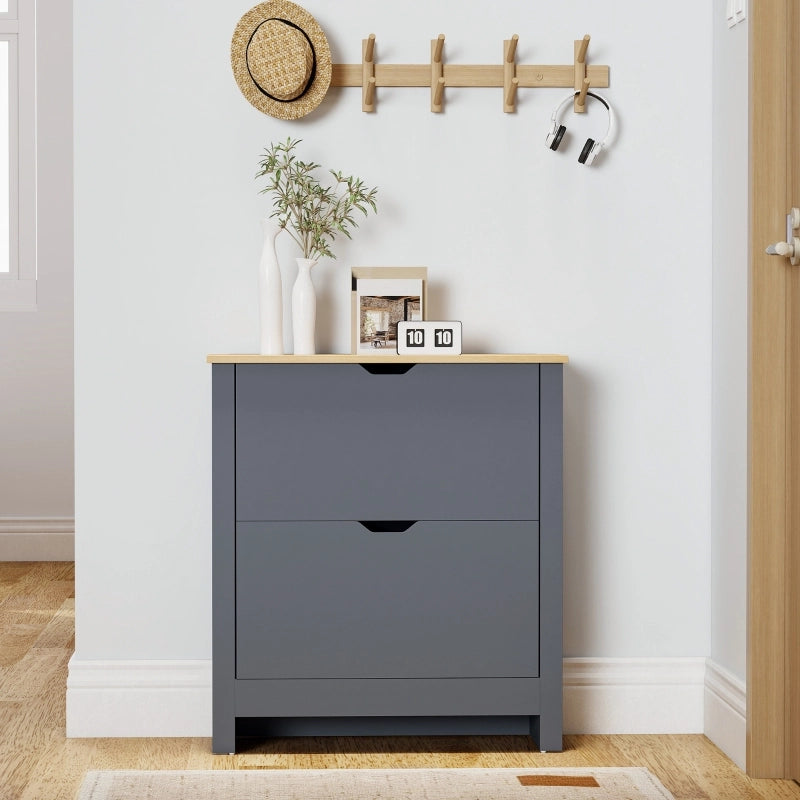 Scarpiera con 2 cassetti a ribalta fino a 12 paia di scarpe in pannello truciolare grigio scuro 72 × 26 × 80 cm