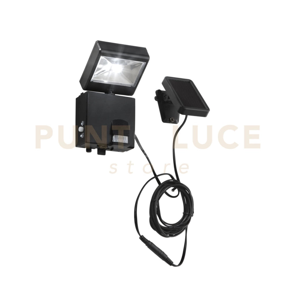 PROIETTORE LED COSMO NERO 1W 80LM 4000K IP44 CON PANNELLO SOLARE E SENSORE 9,3X18,5CM CAVO 340CM