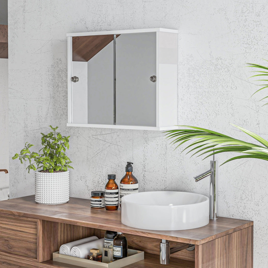 Armadio Bagno con Specchio e Ripiano Aggiustabile ¨C Minimal ¨C Bianco 55x15x45
