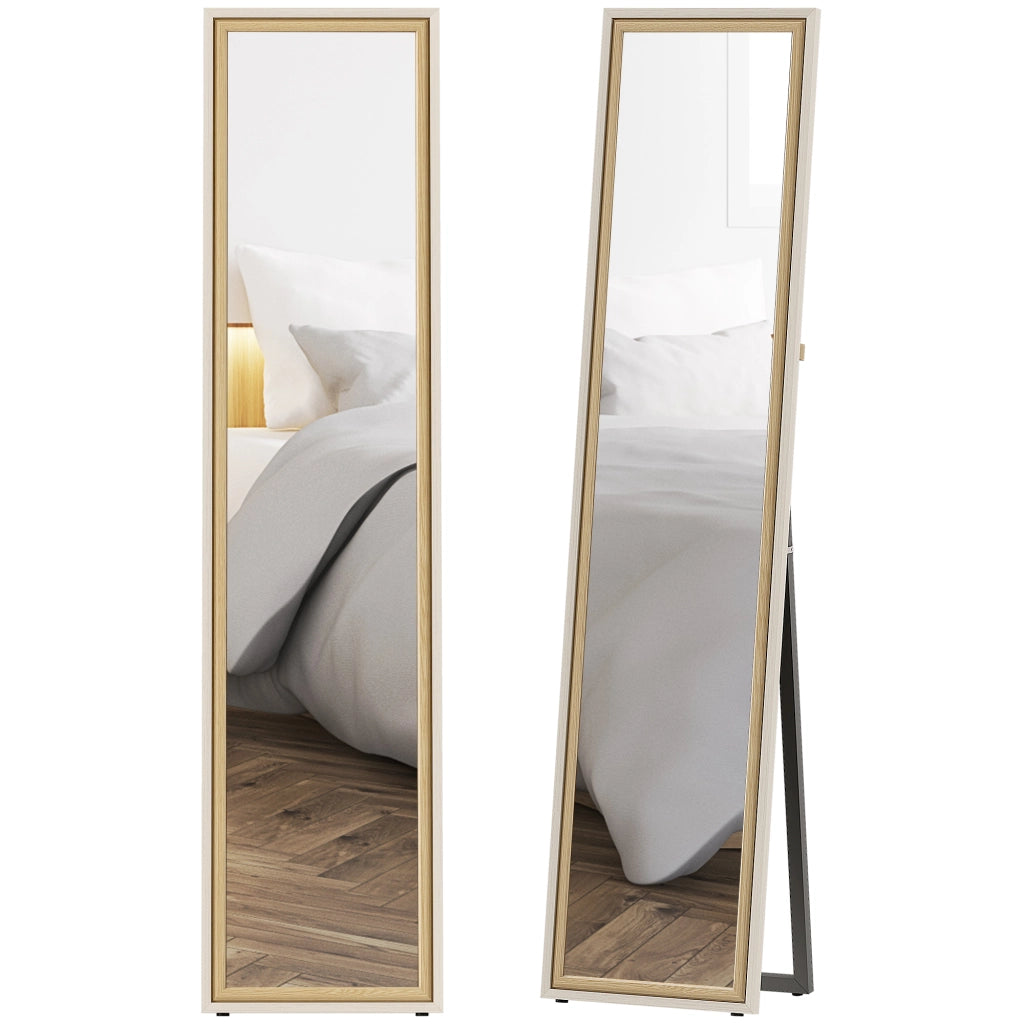 Specchio a Pieno Corpo Inclinabile ¨C Minimal ¨C Bianco e Naturale 157x37 cm