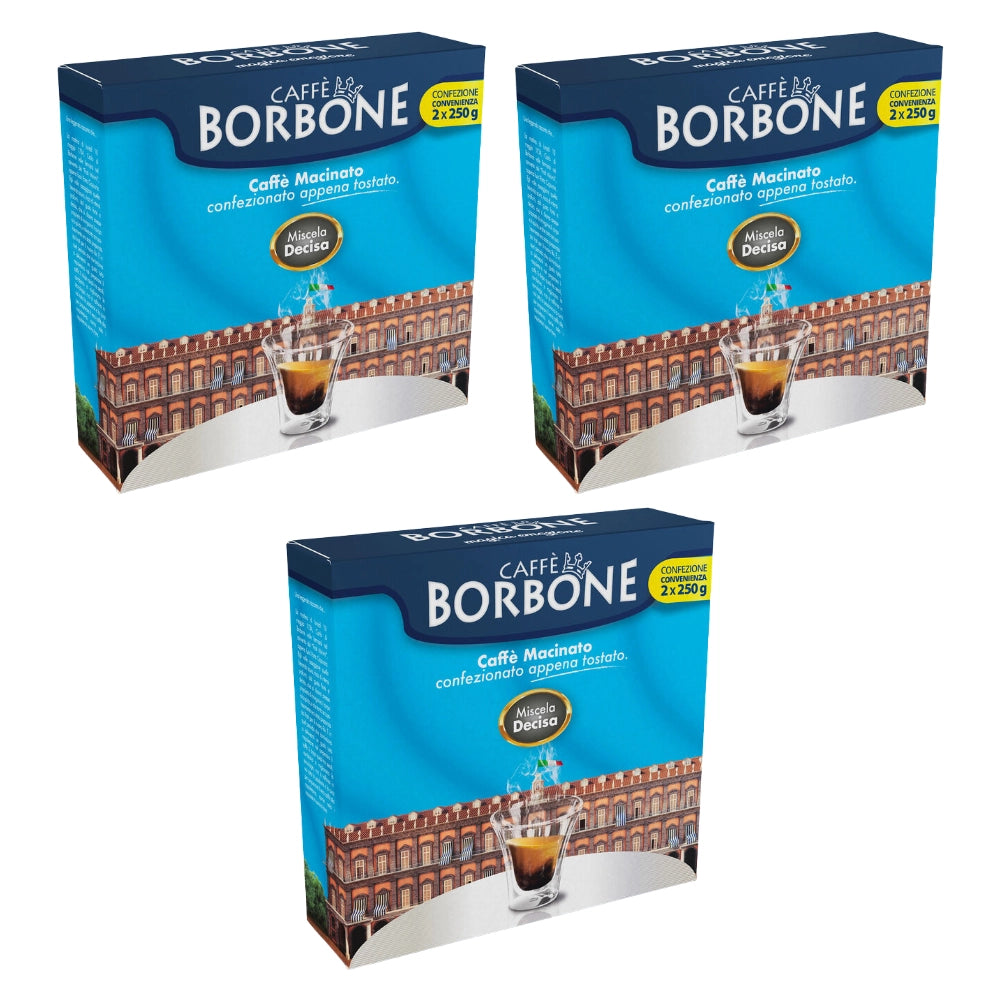 Borbone caffe macinato miscela decisa 3 bipack da 2x250 grammi ciascuno