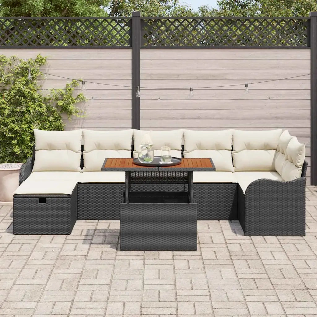 Set Divano da Giardino con archiviazione 8 pcs Nero Poly Rattan 3361278