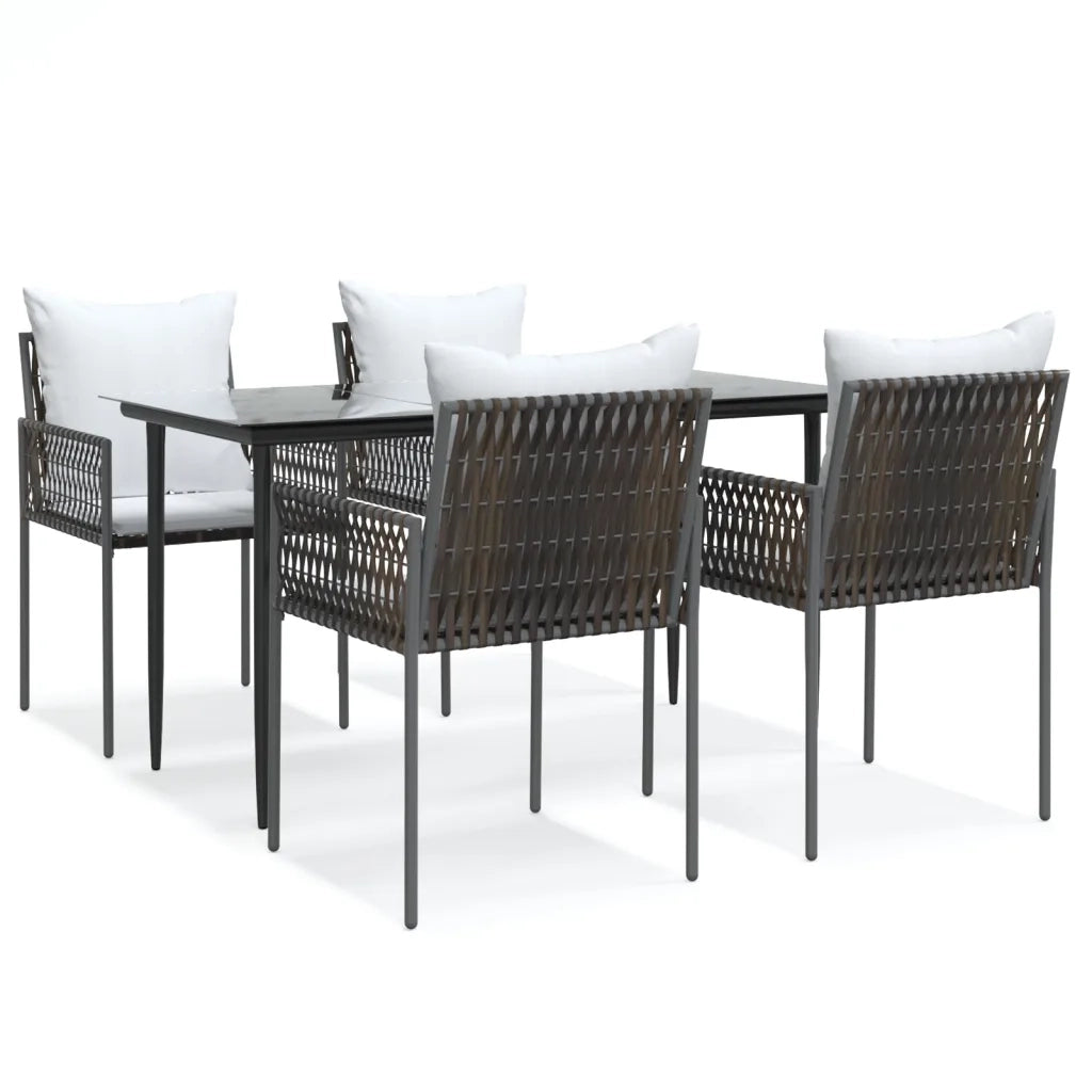 Set Pranzo da Giardino 5pz con Cuscini in Polyrattan e Acciaio 3187053