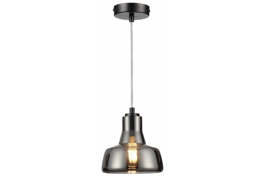 Lampada a sospensione Haga industriale vetro fumè E27