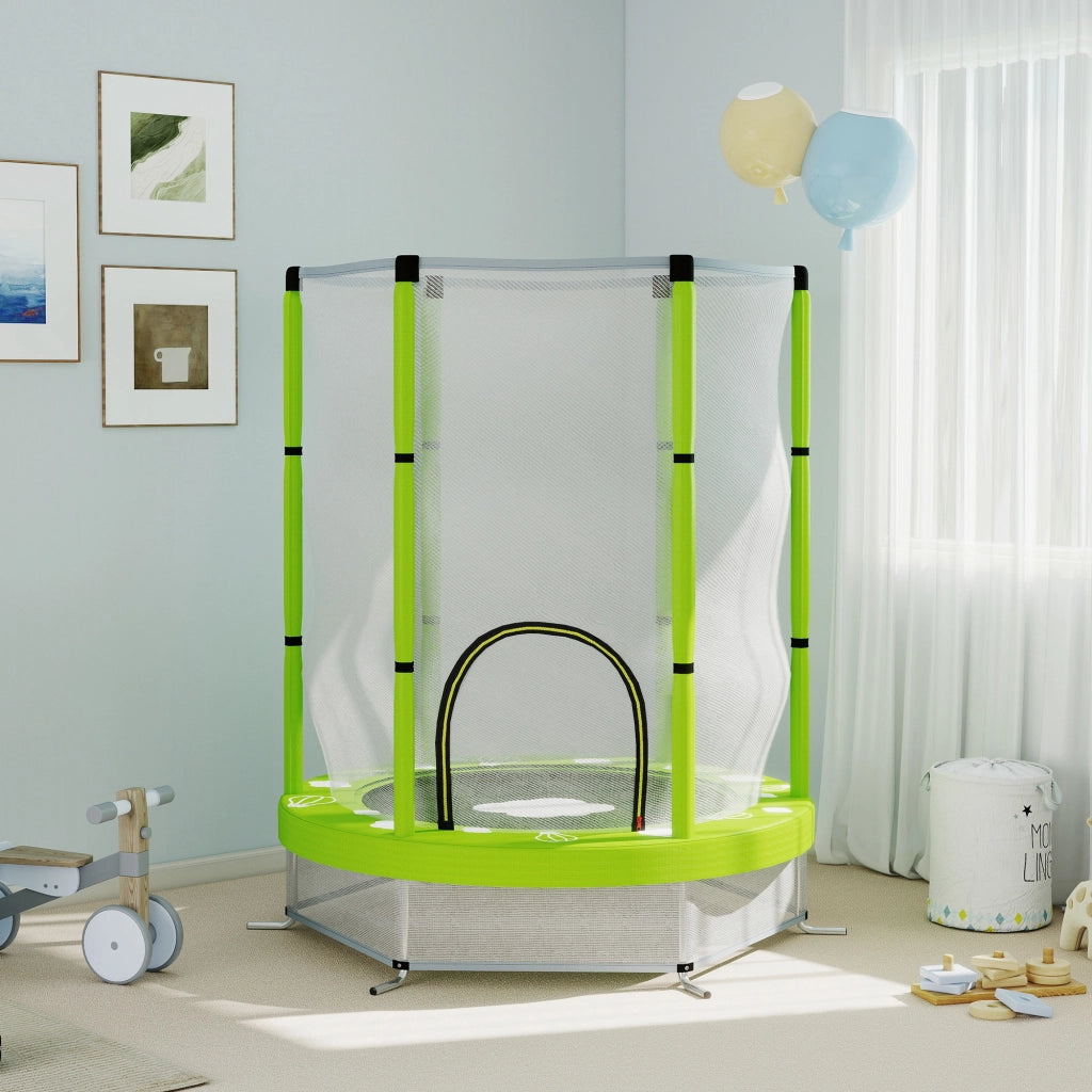 Trampolino per Bambini ¨C Minimal ¨C Verde ?140 cm con Rete di Sicurezza