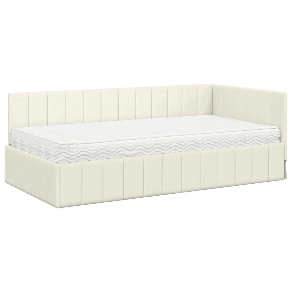 Struttura Letto Angolare con Materasso 2 pcs Crema Velluto 3393865