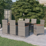 Set da Pranzo da Giardino 9 pz con Cuscini Grigio 3099464