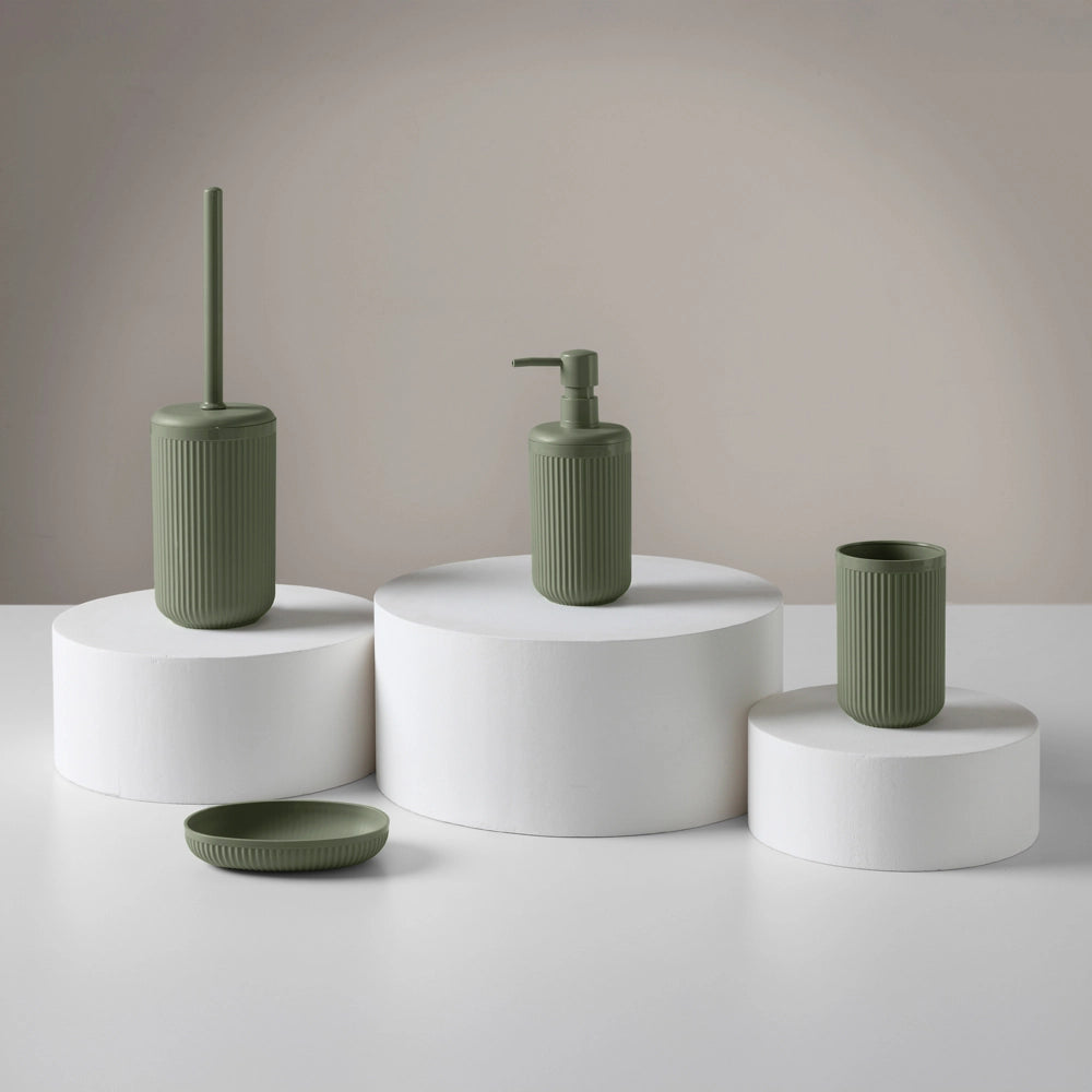 Porta spazzolini verde in plastica cannettata rigida Arizona