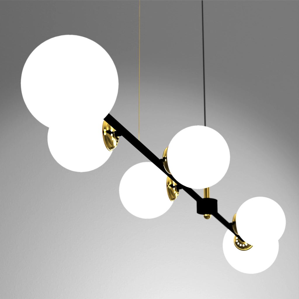 Lampadario sospeso Milagro POP MLP7846 6 luci nero oro