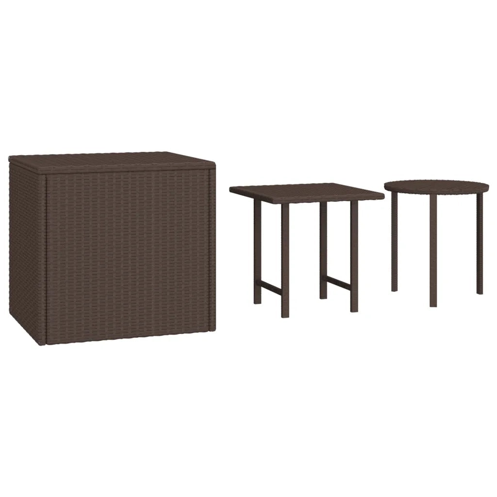 Tavolini da Giardino 3 pz Marroni in Polyrattan 3324832