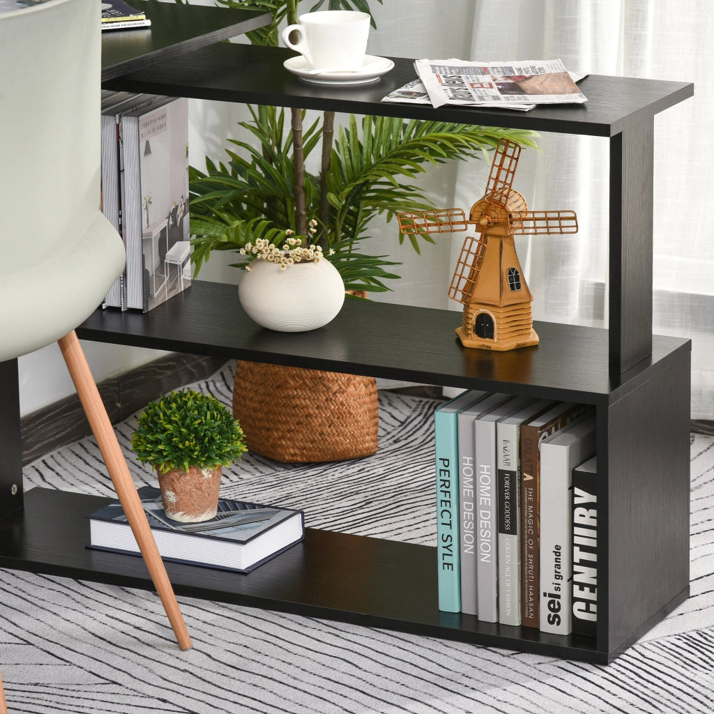 Scrivania angolare con libreria ¨C Minimal ¨C Nero 120x110x74,5 cm
