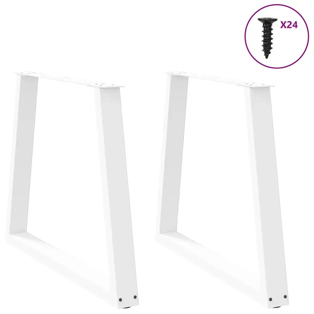 Gambe per tavolo da pranzo a forma di V 2 pz bianche 80x(72-73,3) cm in acciaio 4012573