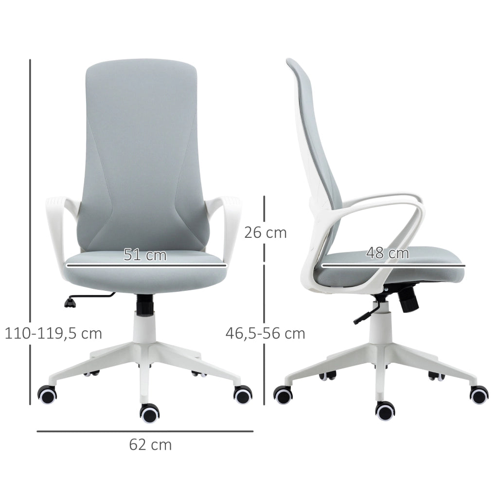 Sedia da Ufficio con Schienale Alto e Braccioli ¨C Minimal ¨C Grigio 62x56x110-119,5cm