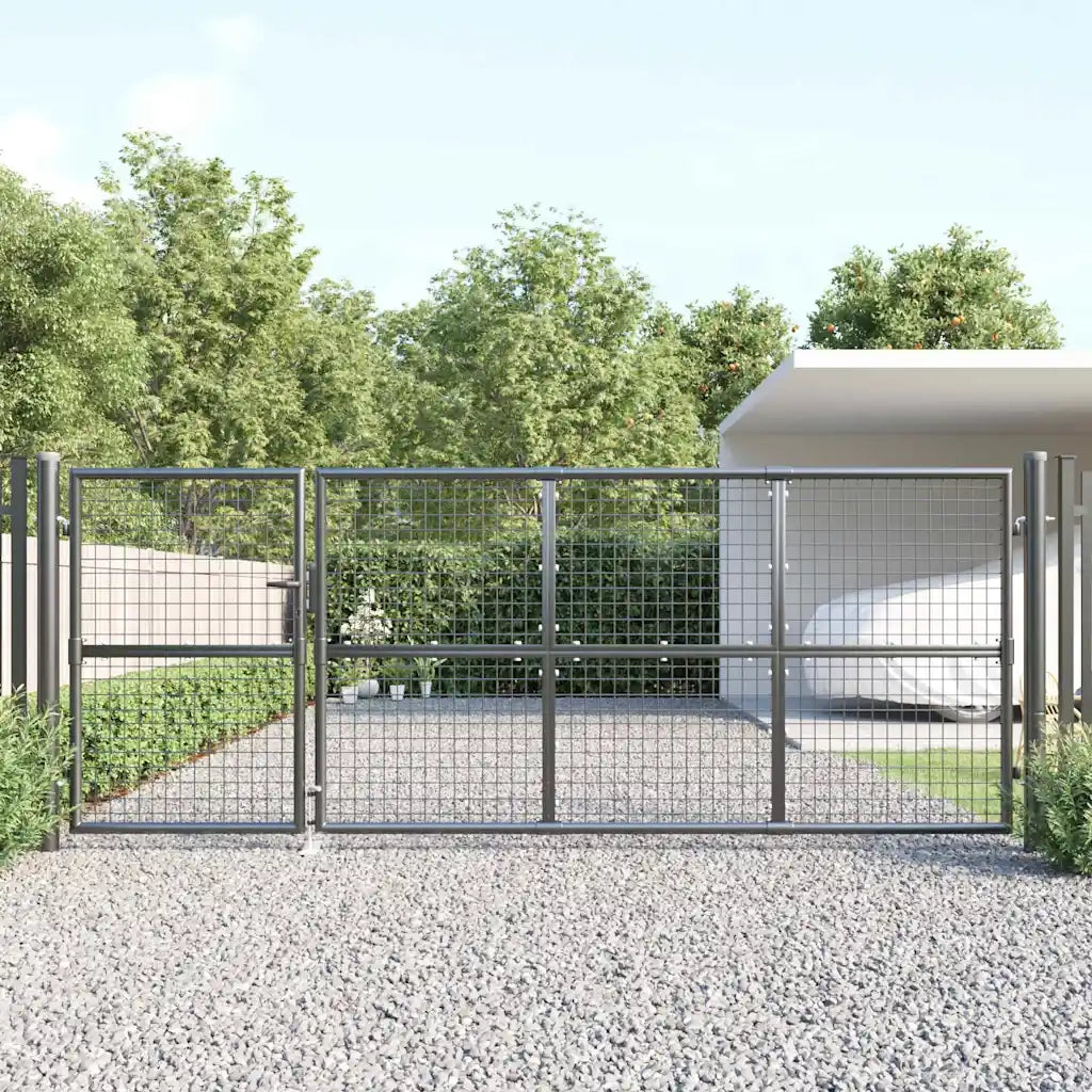 Cancello da Giardino in Rete Antracite 350x125 cm in Acciaio Zincato 154543