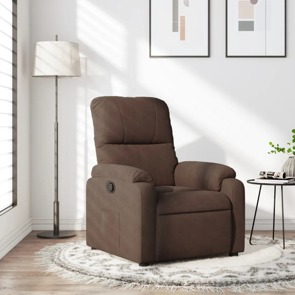 Poltrona | Sedia Relax Reclinabile Marrone in Tessuto di Microfibra