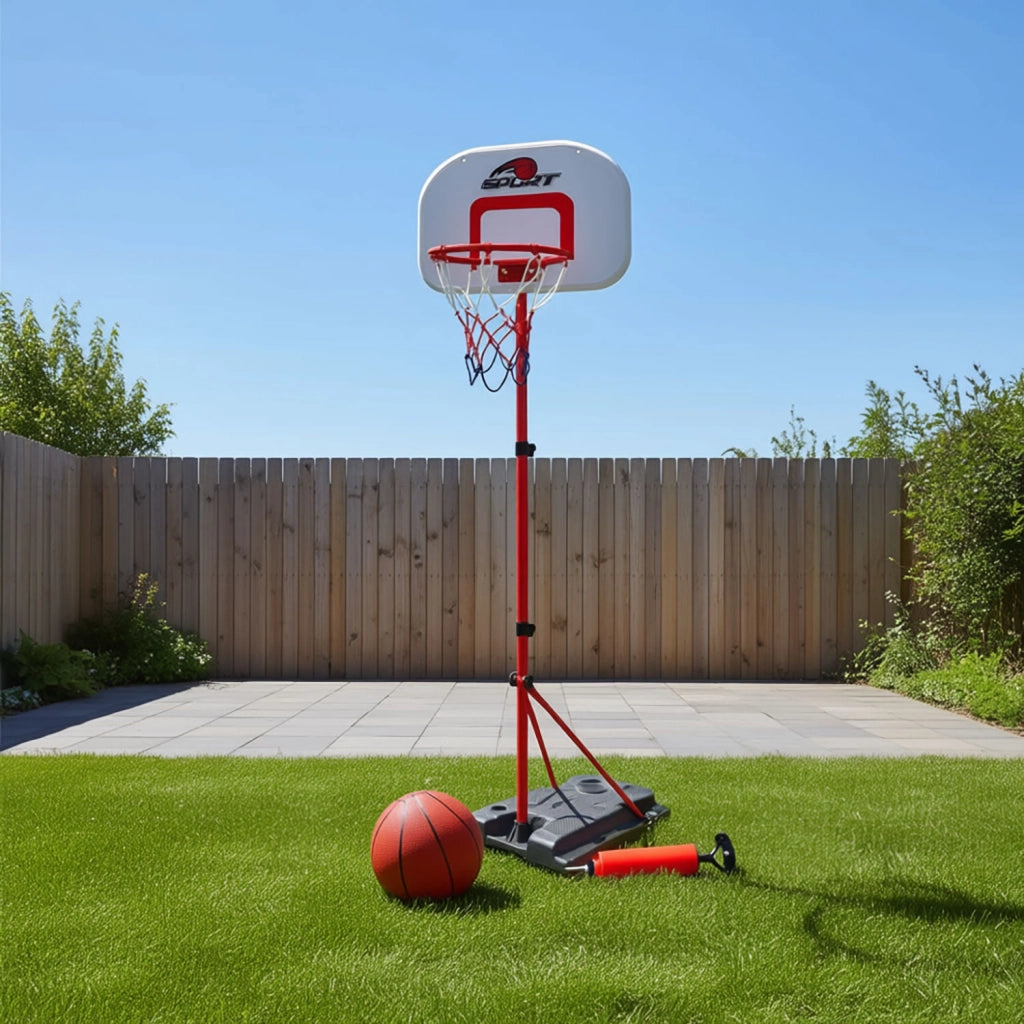Canestro da Basket Altezza 162 cm con Piantana Palla e Pompa di Gonfiaggio