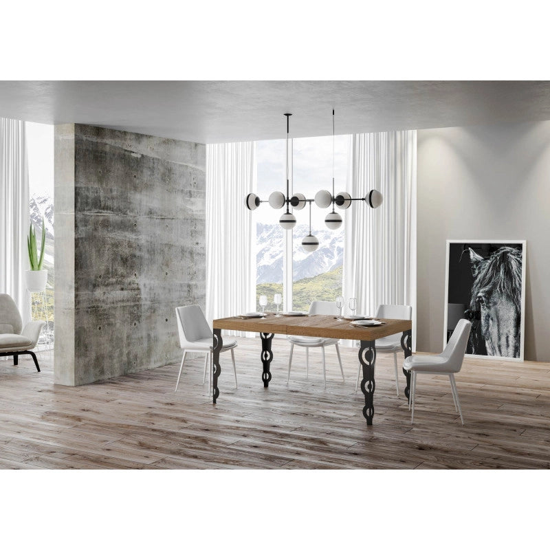 Tavolo allungabile 120/380x90 cm Karamay Premium telaio Antracite - Quercia Natura