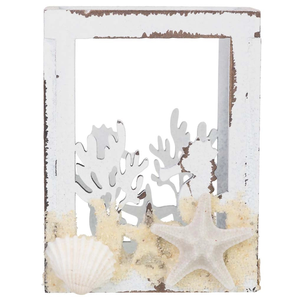 Portacandele in legno bianco 7x7x10 cm