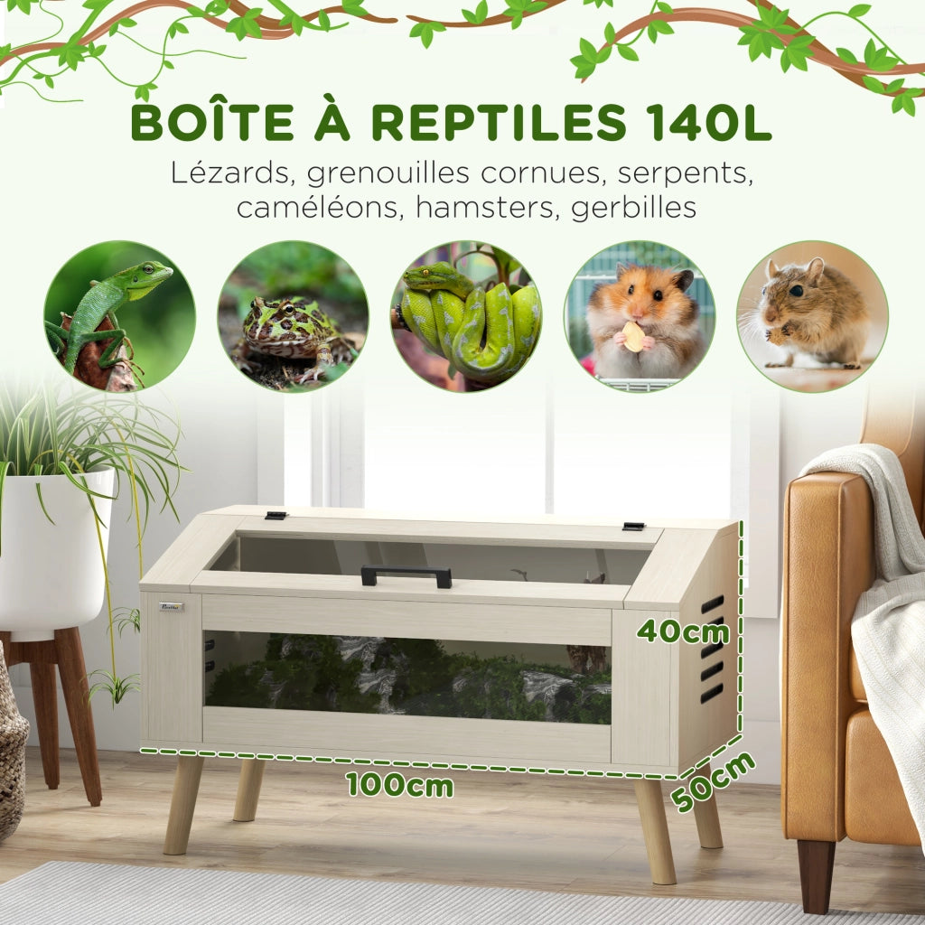 Terrario per Rettili ¨C Minimal ¨C 100x50x60 cm, Finestre in Vetro Temperato
