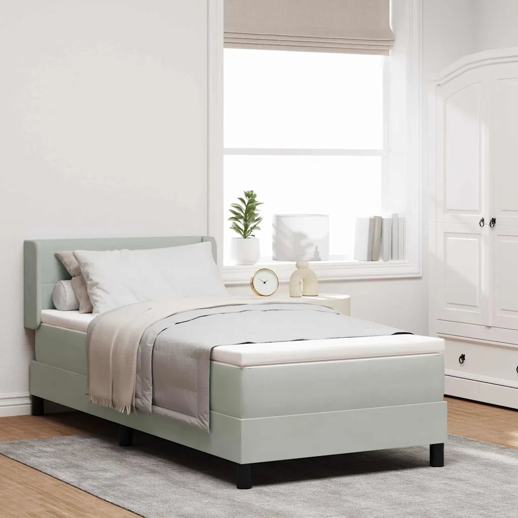 Letto a molle con testiera Grigio chiaro 190 x 90 cm Poliestere