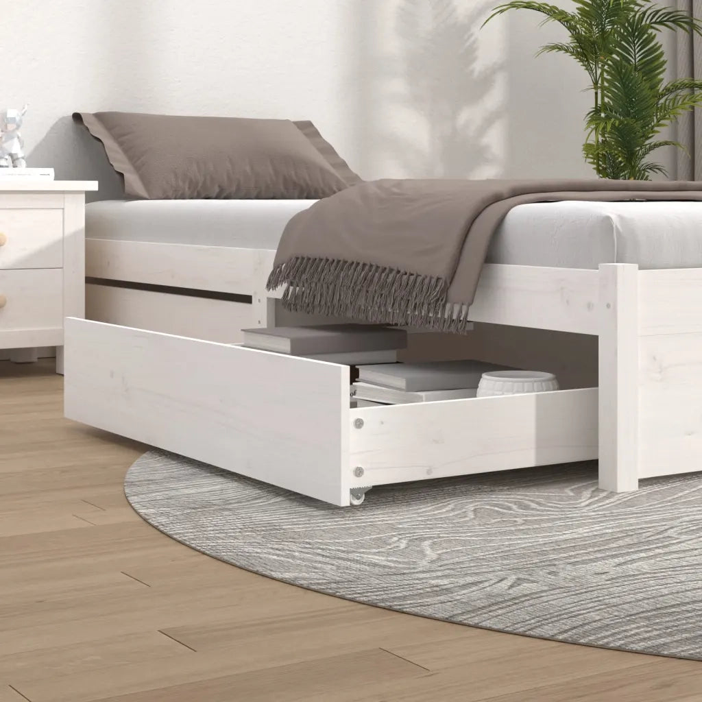 Cassettoni da Letto 2 pz Bianchi in Legno Massello di Pino CFW4702083