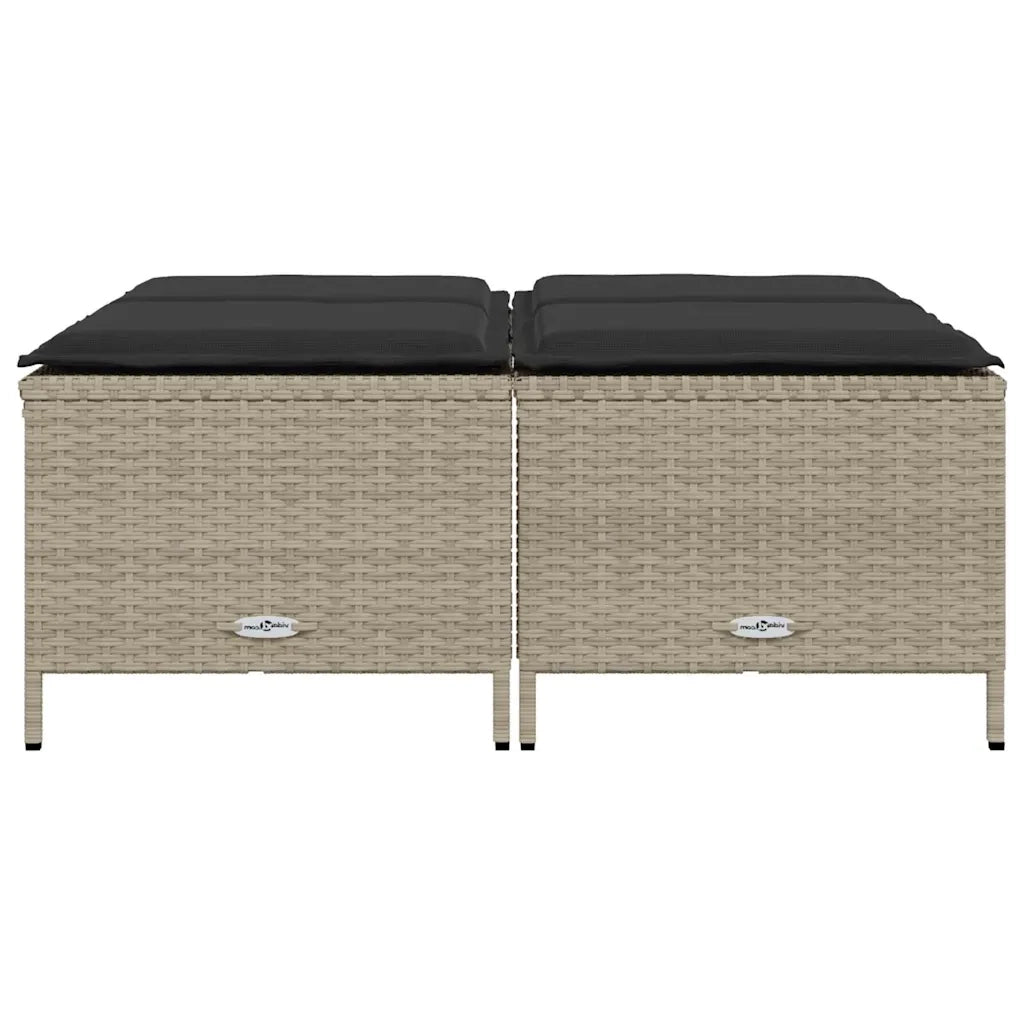 Sgabelli da Giardino con Cuscini 4 pz Grigio Chiaro Polyrattan 368367