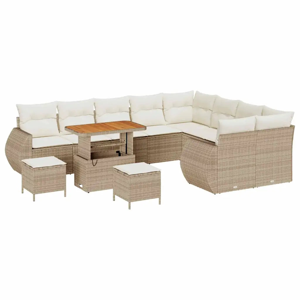 Set Divano da Giardino con cuscino 12 pcs Beige e Crema