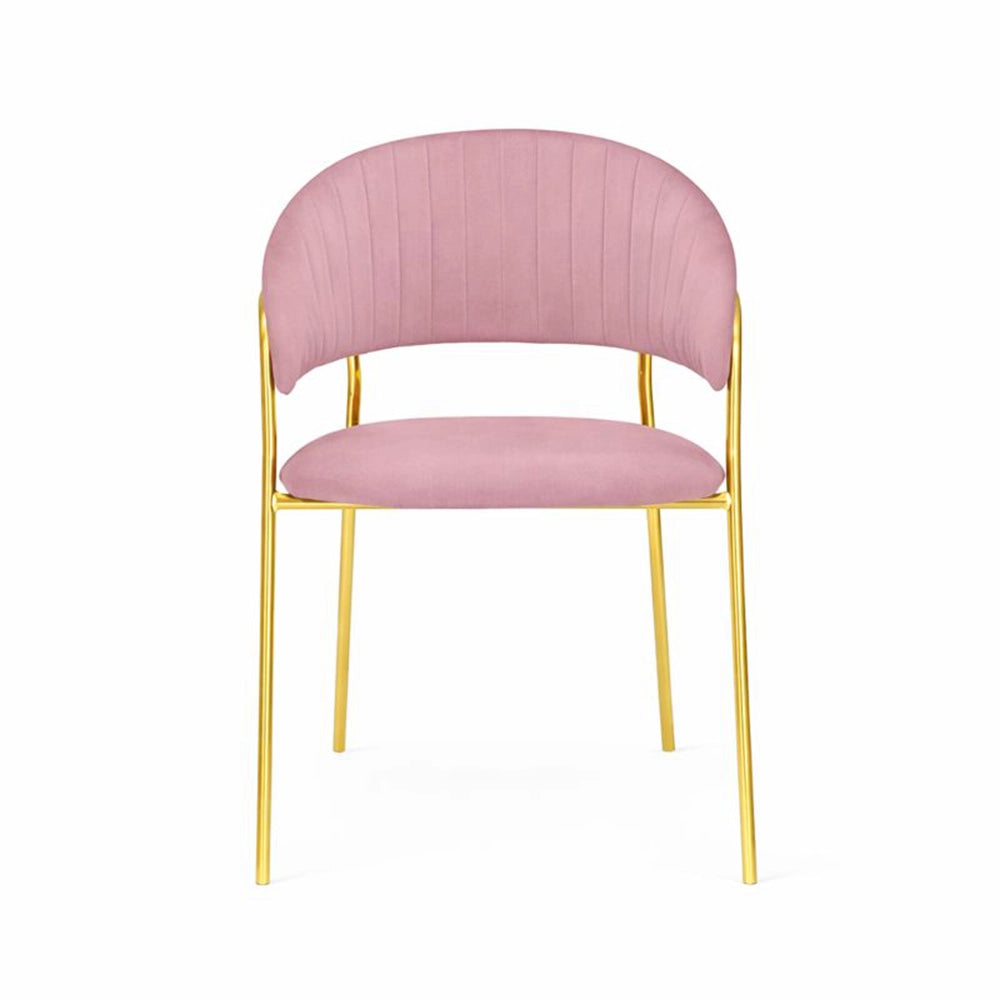 Sedie da sala da pranzo set da 4 Aurelia con schienale in velluto rosa