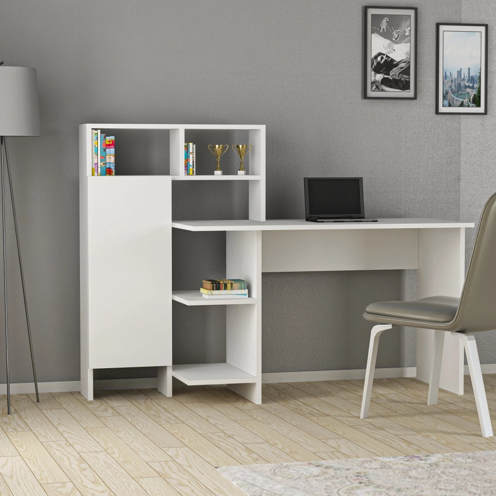 Scrivania in legno "Bugra" - 135 x 60 x 111 cm - Bianco