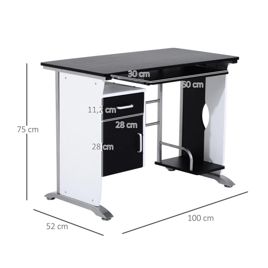 Scrivania per computer ¨C Xylo ¨C MDF bianco e nero 100x52x75 cm