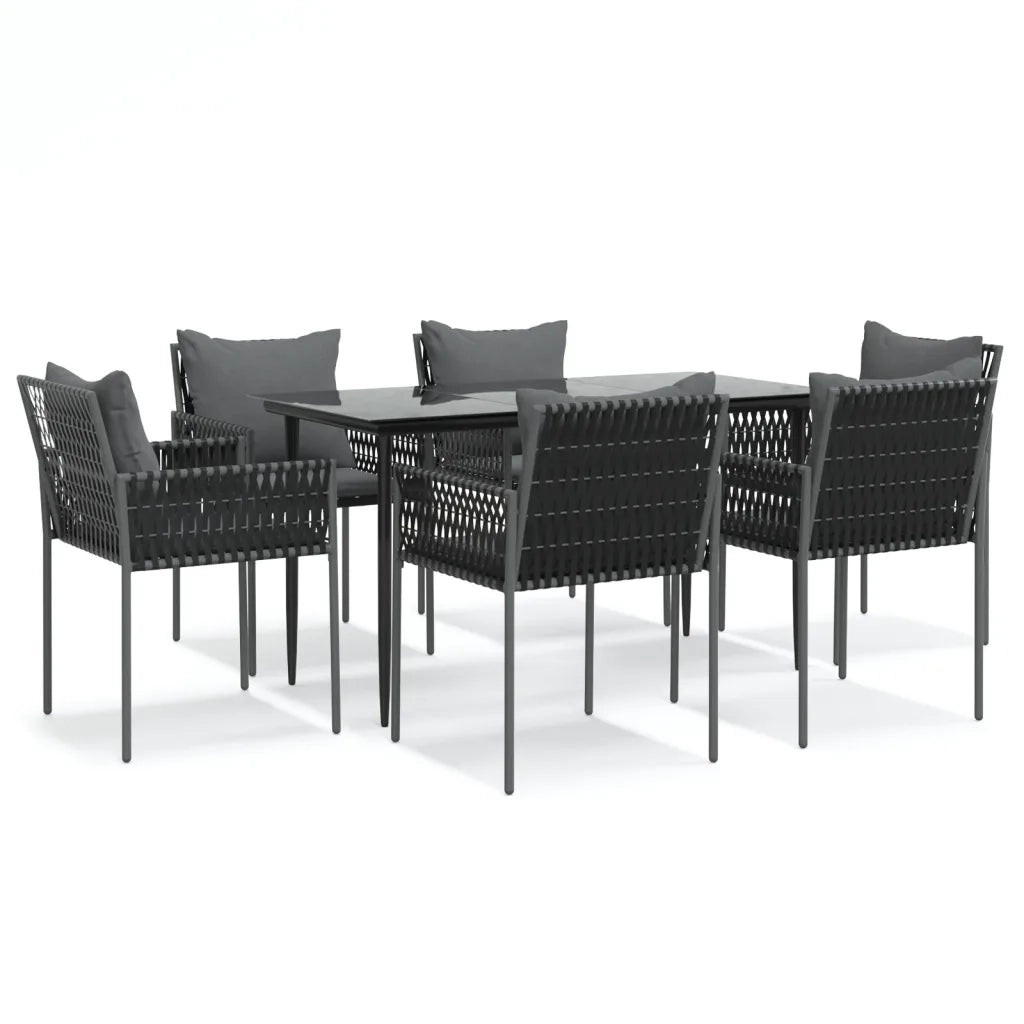 Set Pranzo da Giardino 7 pz con Cuscini in Polyrattan e Acciaio 3187056